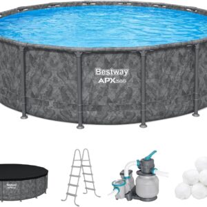 Bestway APX 365 Rectangular Swimming Pool Above Ground Outdoor Backyard Framed Pool Set - Image 3
