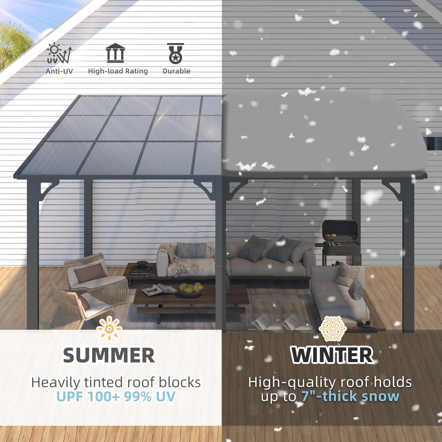 Aecojoy 14×12 ft Aluminum Pergola with Canopy - Image 6