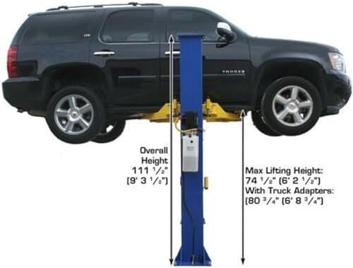 ATLAS Automotive Equipment 9KBPX 2-Post Lift/Hoist, Baseplate Style, 9’6″ Minimum Ceiling Height, 9,000lb Capacity, Symmetric Arms, Dual Hydraulic Chain Drive Cylinders, for Low Ceiling Home Use - Image 5