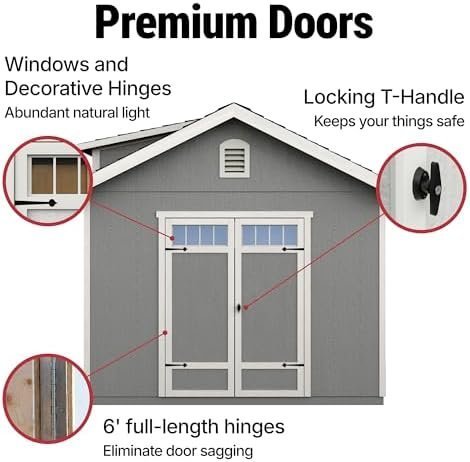 Handy Home Products Windemere 10×12 Do-it-Yourself Wooden Storage Shed with Floor, Beige - Image 10