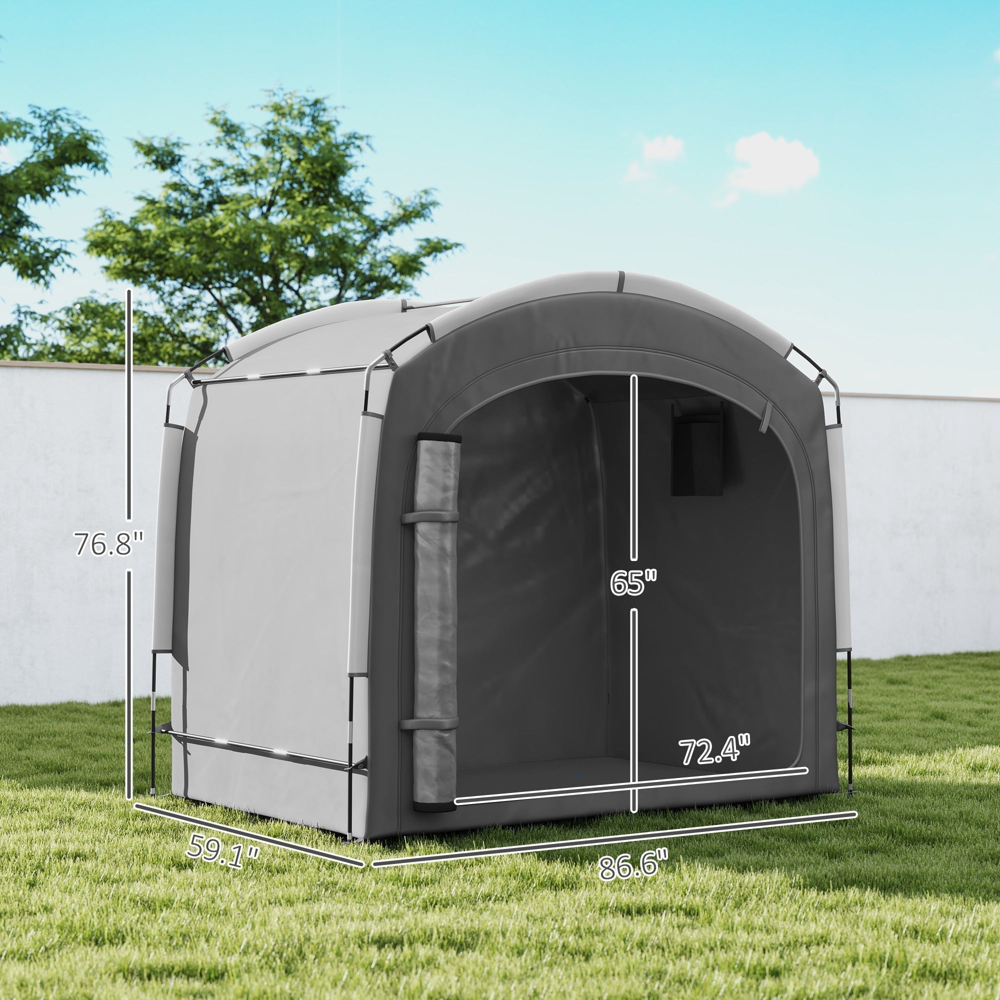 Bike Storage Shed Tent, Portable And Waterproof With 210D Oxford Fabric And Carry Bag For 3-4 Bicycles, Dark Gray - Image 4