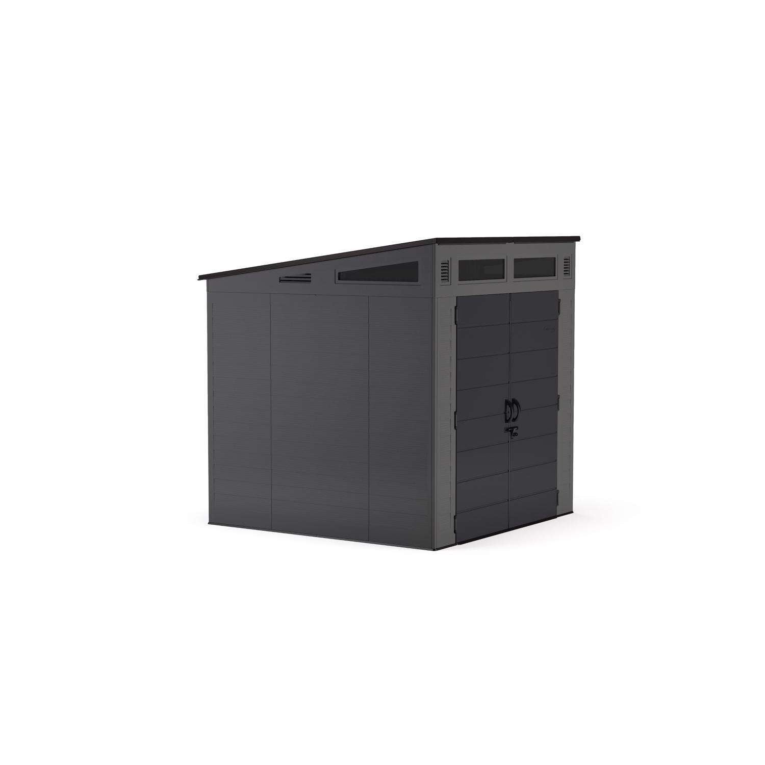 Suncast Modernist 7 ft. x 7 ft. Resin Vertical Pent Storage Shed with Floor Kit - Image 2