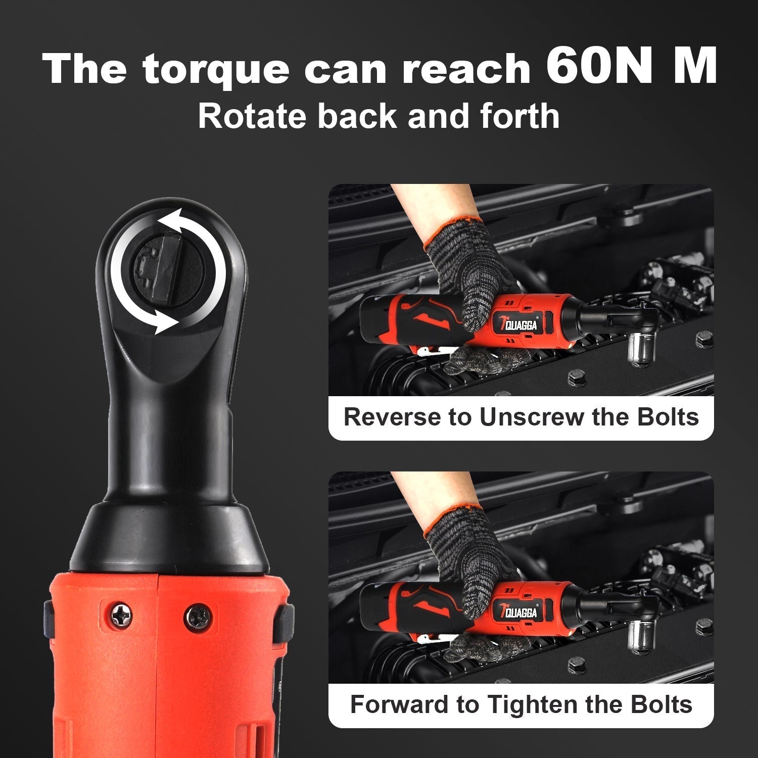 18V Cordless Electric Ratchet Wrench Set with 2 Batteries & Fast Charger - Image 2